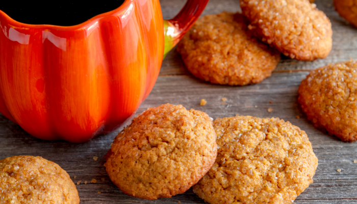 Pumpkin Cookies with cup of coffee