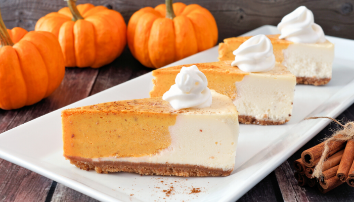 pumpkin cheesecake with whip cream