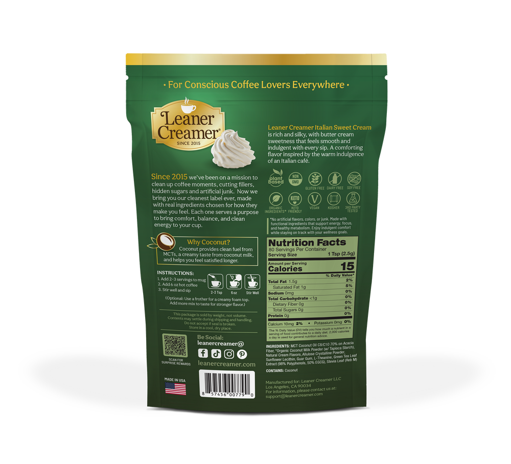 NEW Italian Sweet Cream Coffee Creamer - New Clean Label Formula